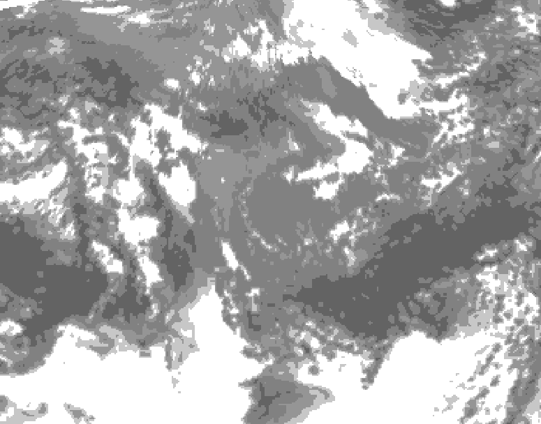 GDPS total cloud 120 hour forecast chart for Canada based on 2025/10/27 0000Z data