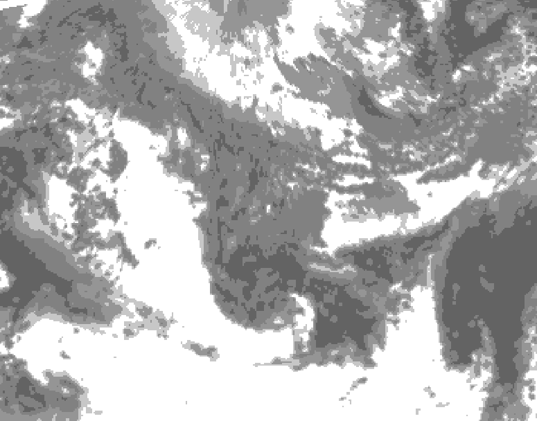 GDPS total cloud 180 hour forecast chart for Canada based on 2025/10/27 0000Z data