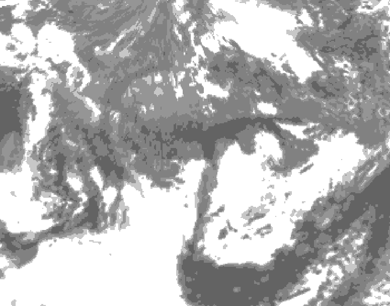 GDPS total cloud 048 hour forecast chart for Canada based on 2025/10/27 1200Z data