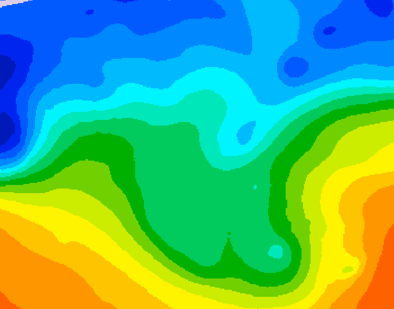 GDPS 500 millibar geopotential height 048 hour forecast chart for Canada based on 2025/10/29 0000Z data