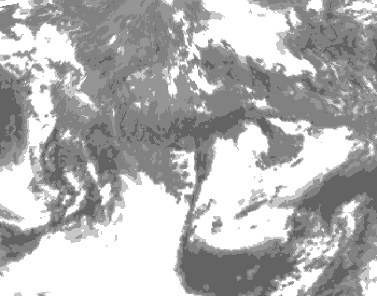GDPS total cloud 012 hour forecast chart for Canada based on 2025/10/29 0000Z data