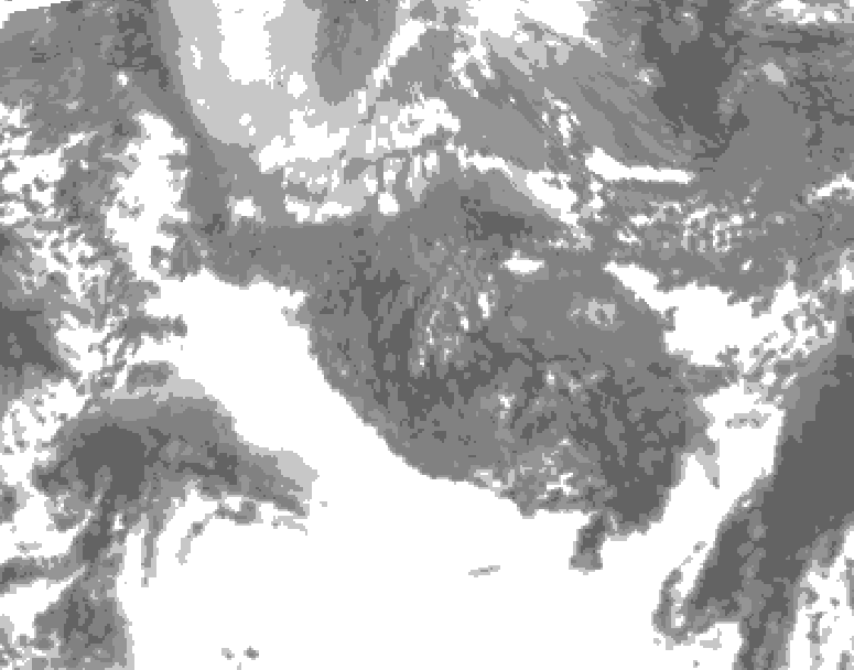 GDPS total cloud 132 hour forecast chart for Canada based on 2025/10/29 1200Z data