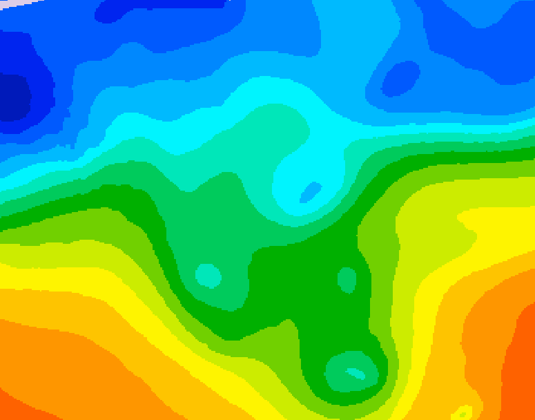 GDPS 500 millibar geopotential height 012 hour forecast chart for Canada based on 2025/10/30 0000Z data