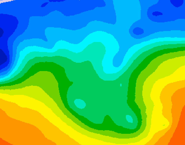 GDPS 500 millibar geopotential height 024 hour forecast chart for Canada based on 2025/10/30 0000Z data