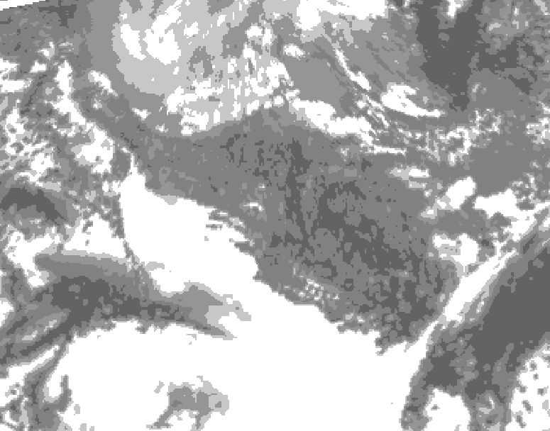 GDPS total cloud 120 hour forecast chart for Canada based on 2025/10/30 0000Z data