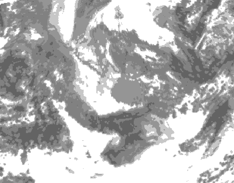 GDPS total cloud 132 hour forecast chart for Canada based on 2025/11/01 1200Z data