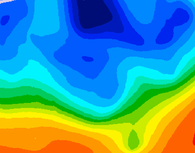 GDPS 500 millibar geopotential height 018 hour forecast chart for Canada based on 2025/11/02 1200Z data
