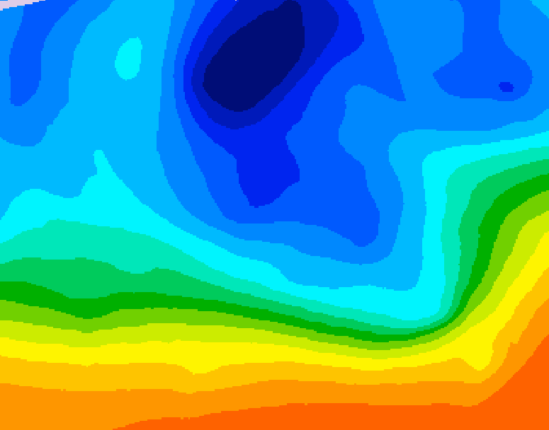 GDPS 500 millibar geopotential height 042 hour forecast chart for Canada based on 2025/11/02 1200Z data
