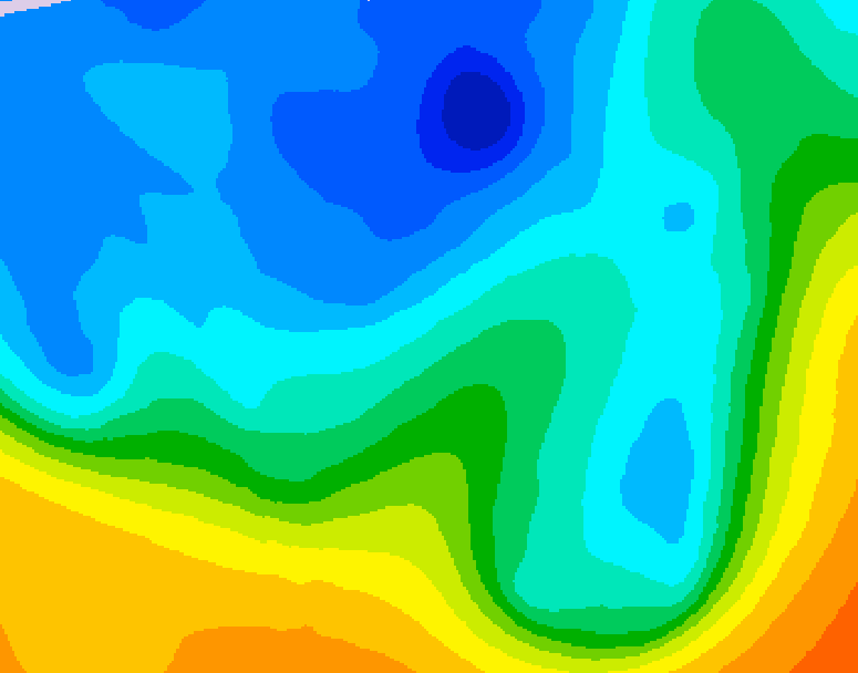 GDPS 500 millibar geopotential height 222 hour forecast chart for Canada based on 2025/11/02 1200Z data