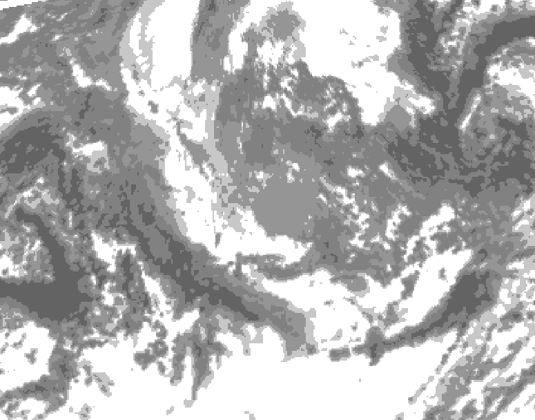 GDPS total cloud 108 hour forecast chart for Canada based on 2025/11/02 0000Z data