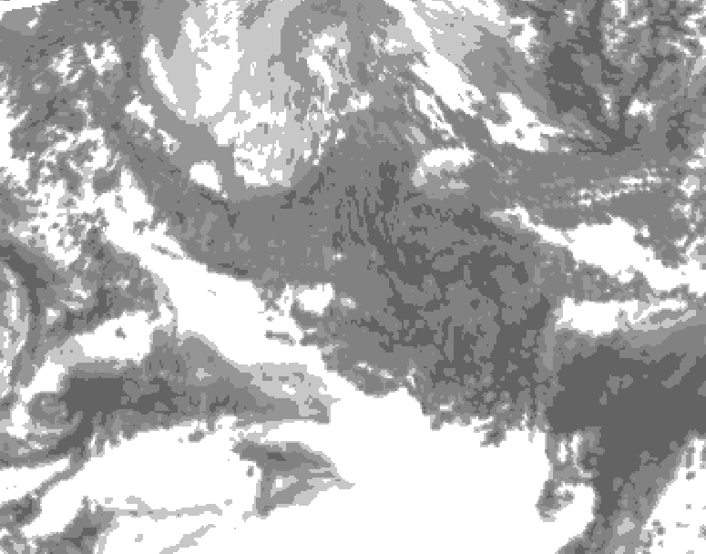GDPS total cloud 036 hour forecast chart for Canada based on 2025/11/02 1200Z data