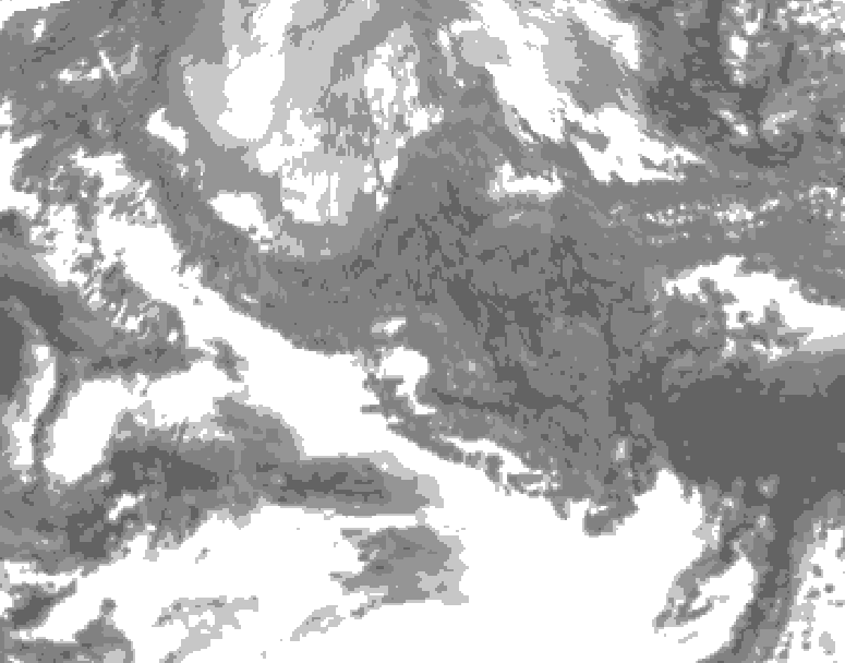 GDPS total cloud 042 hour forecast chart for Canada based on 2025/11/02 1200Z data