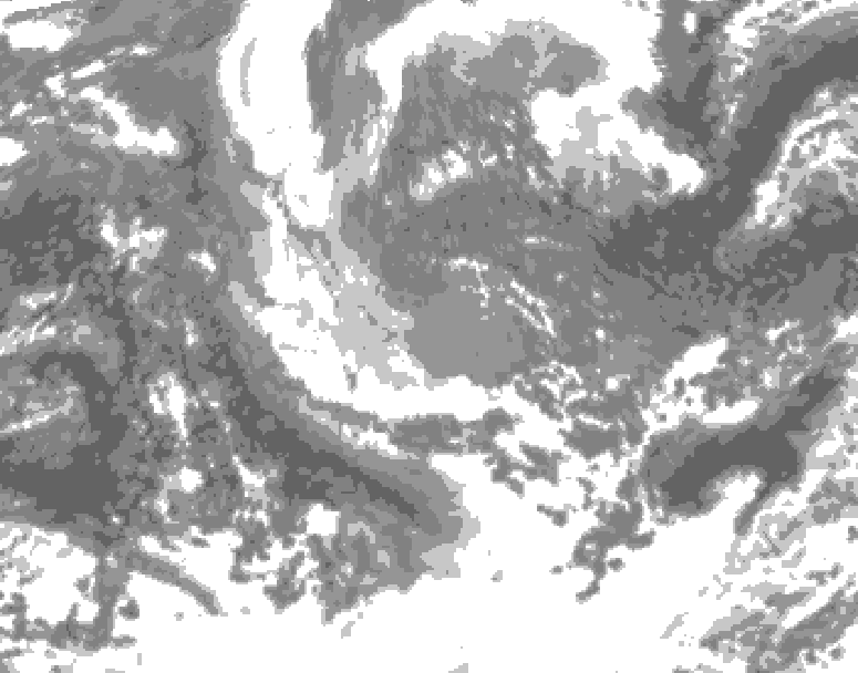 GDPS total cloud 096 hour forecast chart for Canada based on 2025/11/02 1200Z data