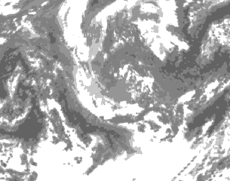GDPS total cloud 102 hour forecast chart for Canada based on 2025/11/02 1200Z data