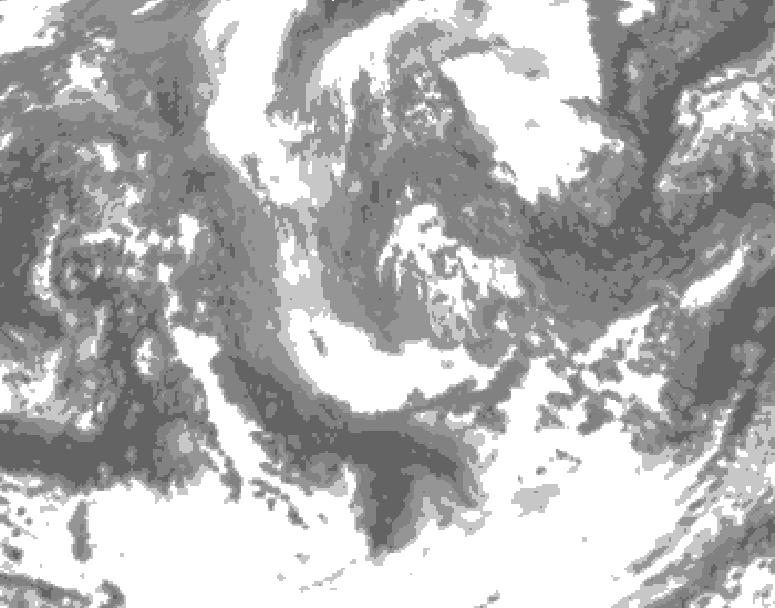 GDPS total cloud 108 hour forecast chart for Canada based on 2025/11/02 1200Z data