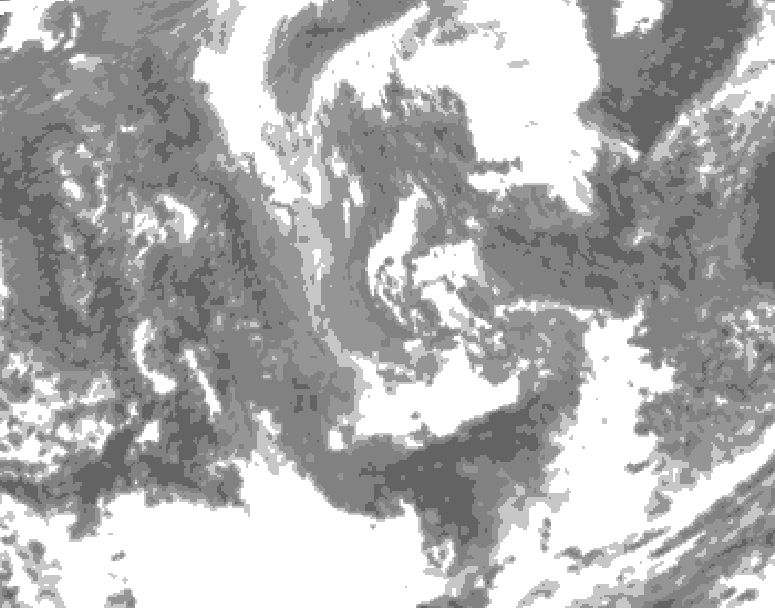 GDPS total cloud 120 hour forecast chart for Canada based on 2025/11/02 1200Z data