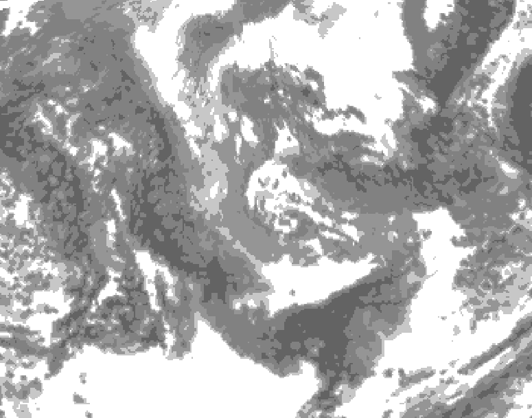 GDPS total cloud 126 hour forecast chart for Canada based on 2025/11/02 1200Z data