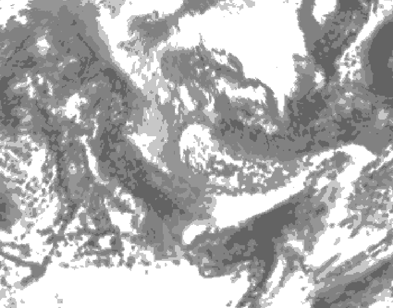 GDPS total cloud 132 hour forecast chart for Canada based on 2025/11/02 1200Z data