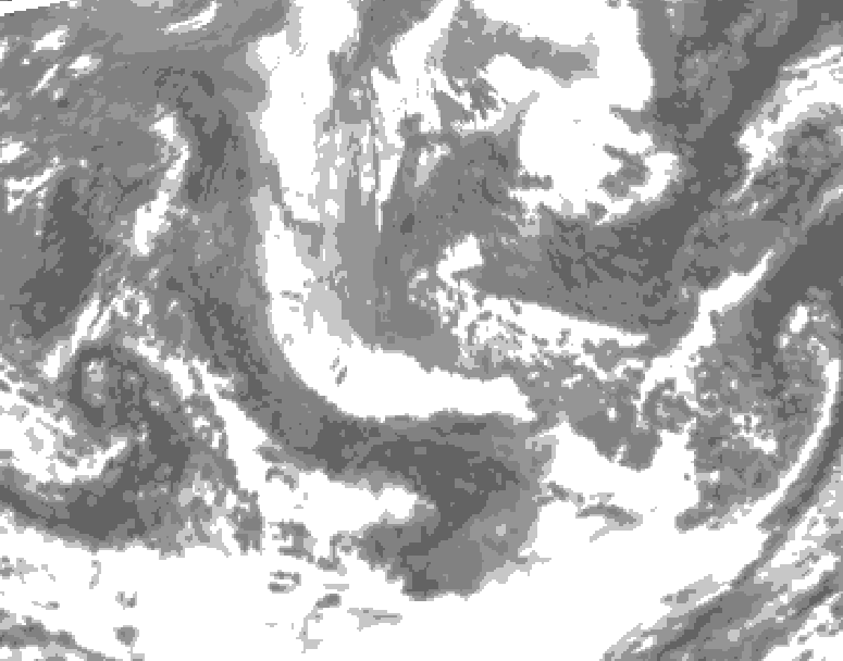 GDPS total cloud 036 hour forecast chart for Canada based on 2025/11/05 1200Z data