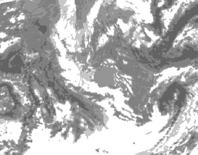 GDPS total cloud 012 hour forecast chart for Canada based on 2025/11/06 0000Z data