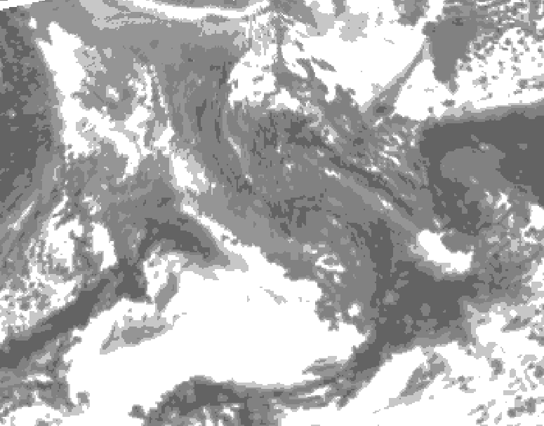 GDPS total cloud 144 hour forecast chart for Canada based on 2025/11/11 0000Z data