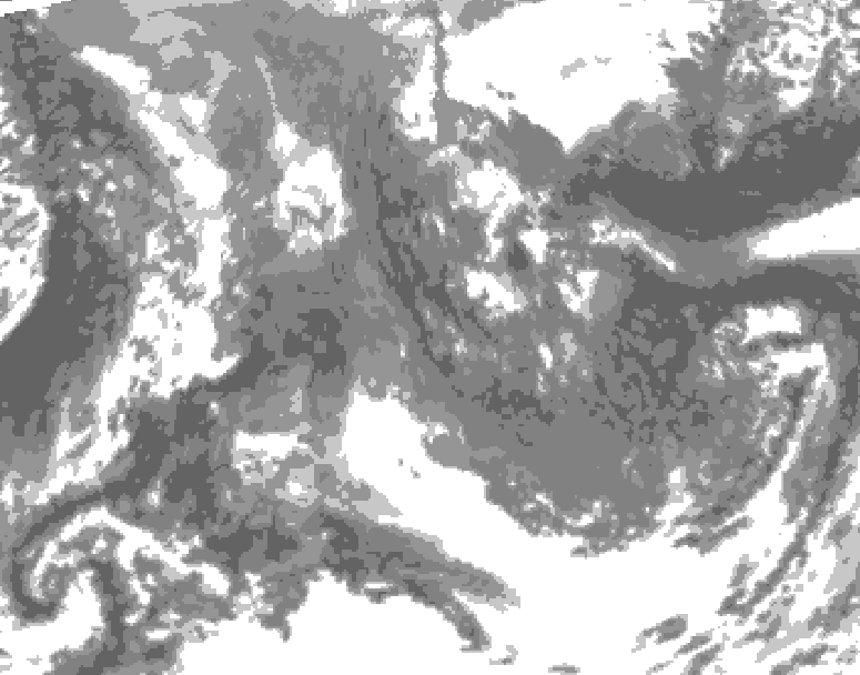 GDPS total cloud 102 hour forecast chart for Canada based on 2025/11/13 1200Z data