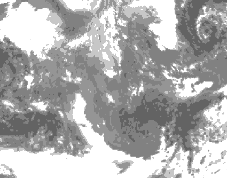 GDPS total cloud 120 hour forecast chart for Canada based on 2025/11/22 0000Z data