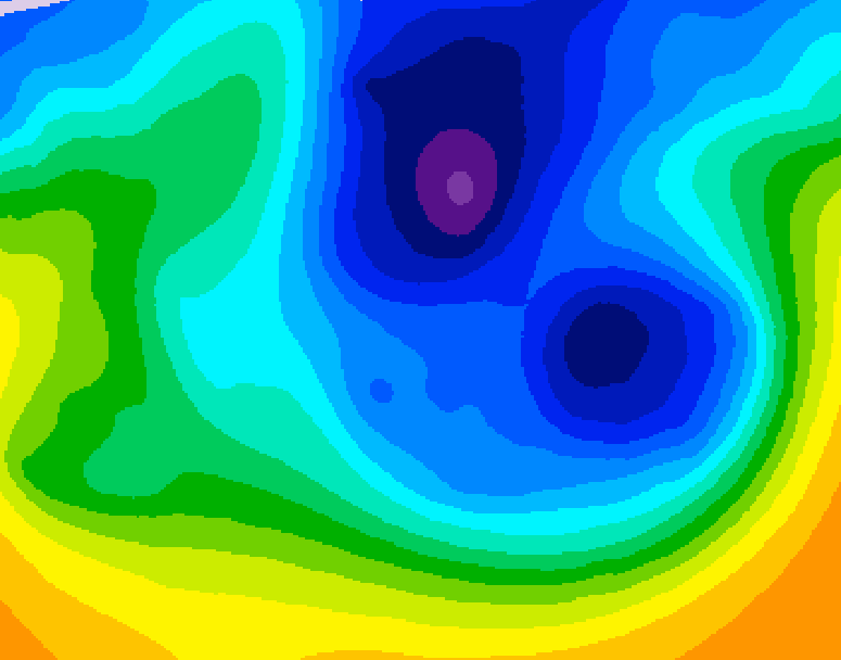 GDPS 500 millibar geopotential height 138 hour forecast chart for Canada based on 2025/11/23 0000Z data