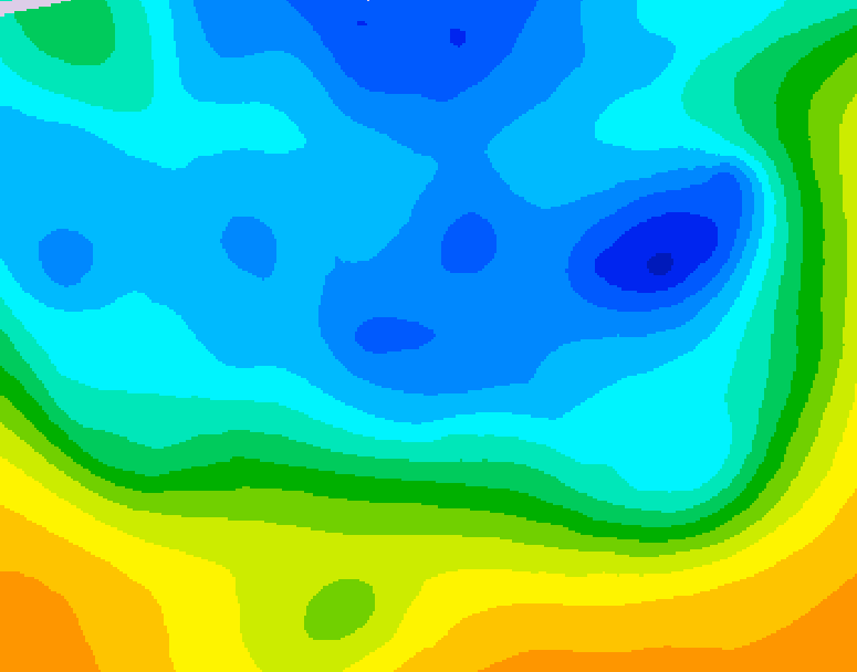 GDPS 500 millibar geopotential height 018 hour forecast chart for Canada based on 2025/11/23 1200Z data