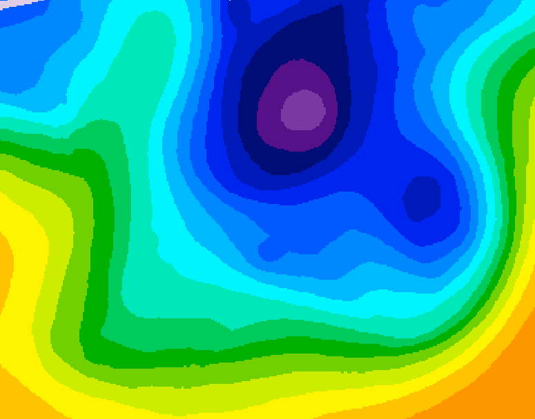 GDPS 500 millibar geopotential height 132 hour forecast chart for Canada based on 2025/11/23 1200Z data