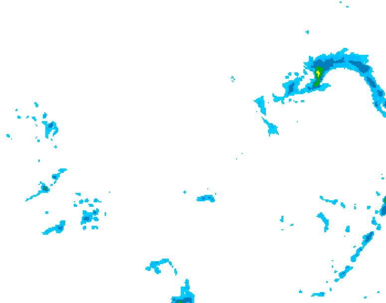 GDPS precipitation 018 hour forecast chart for Canada based on 2025/11/23 1200Z data