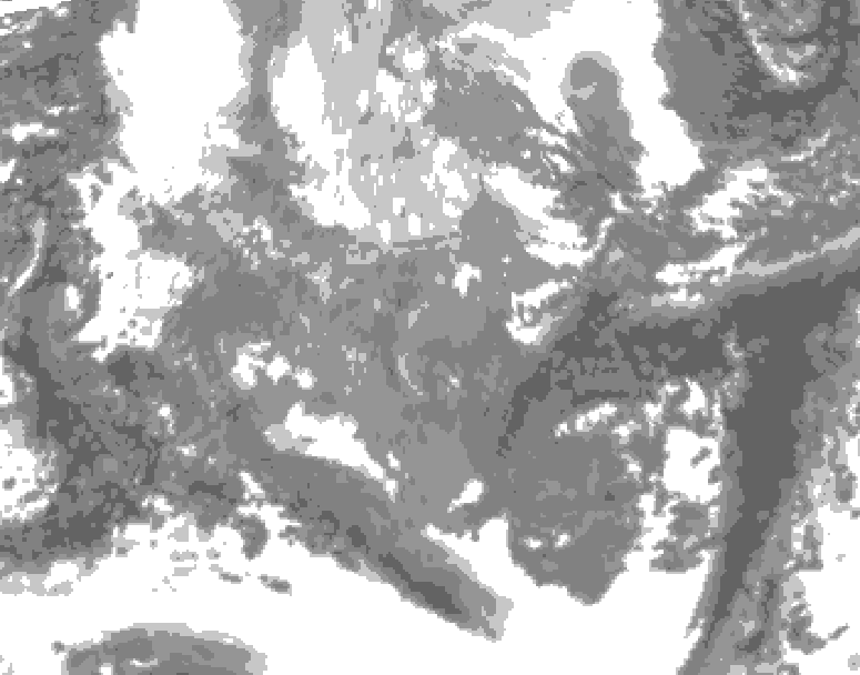 GDPS total cloud 120 hour forecast chart for Canada based on 2025/11/23 0000Z data
