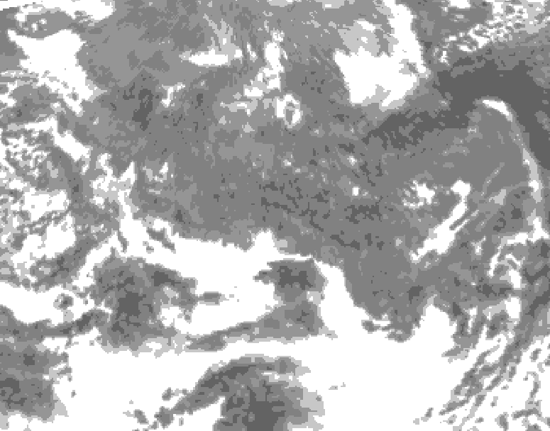 GDPS total cloud 018 hour forecast chart for Canada based on 2025/11/23 1200Z data