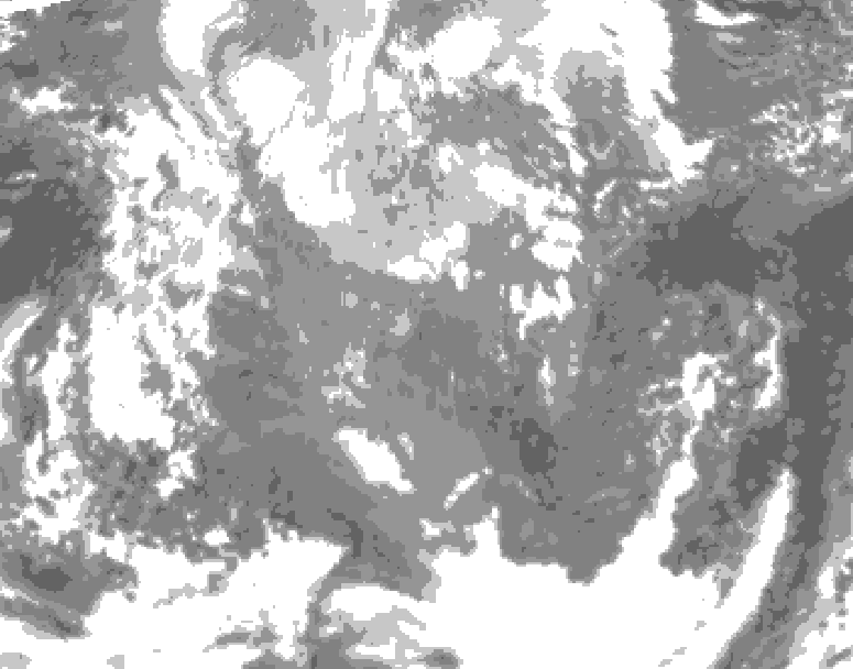 GDPS total cloud 120 hour forecast chart for Canada based on 2025/11/23 1200Z data