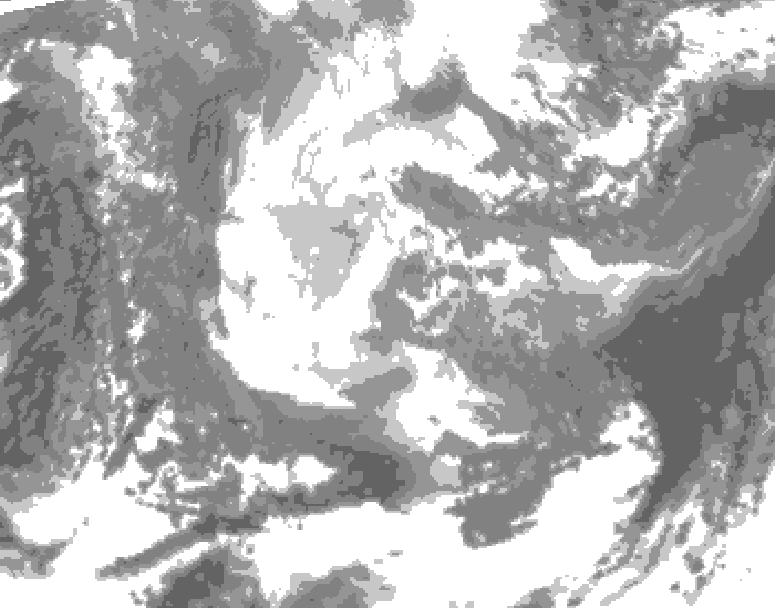GDPS total cloud 222 hour forecast chart for Canada based on 2025/11/23 1200Z data
