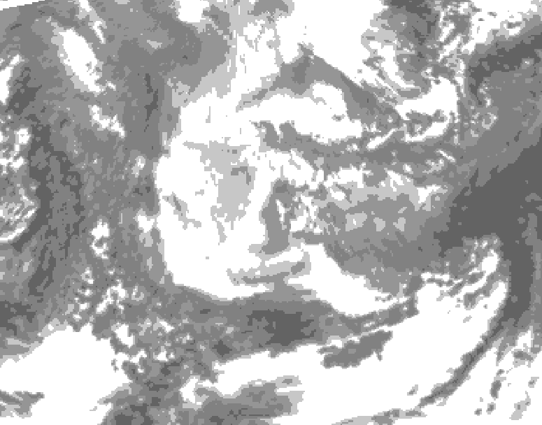 GDPS total cloud 228 hour forecast chart for Canada based on 2025/11/23 1200Z data