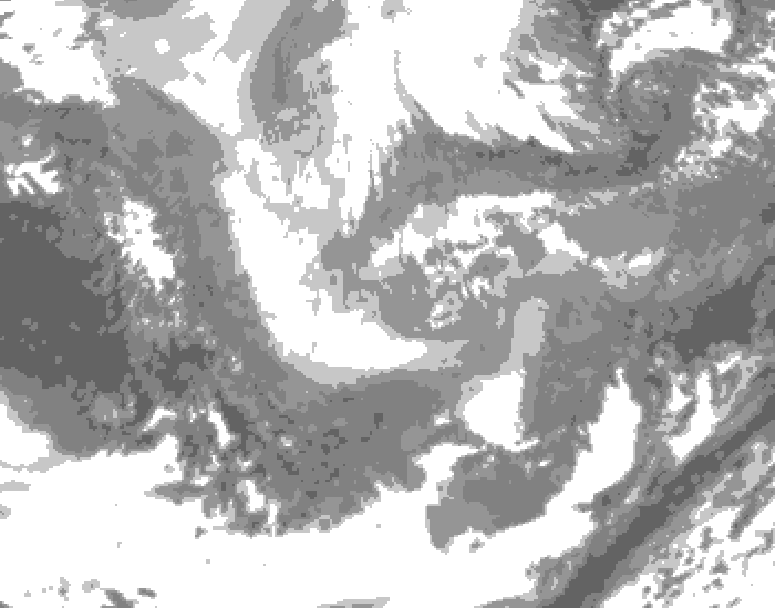 GDPS total cloud 222 hour forecast chart for Canada based on 2025/11/25 1200Z data