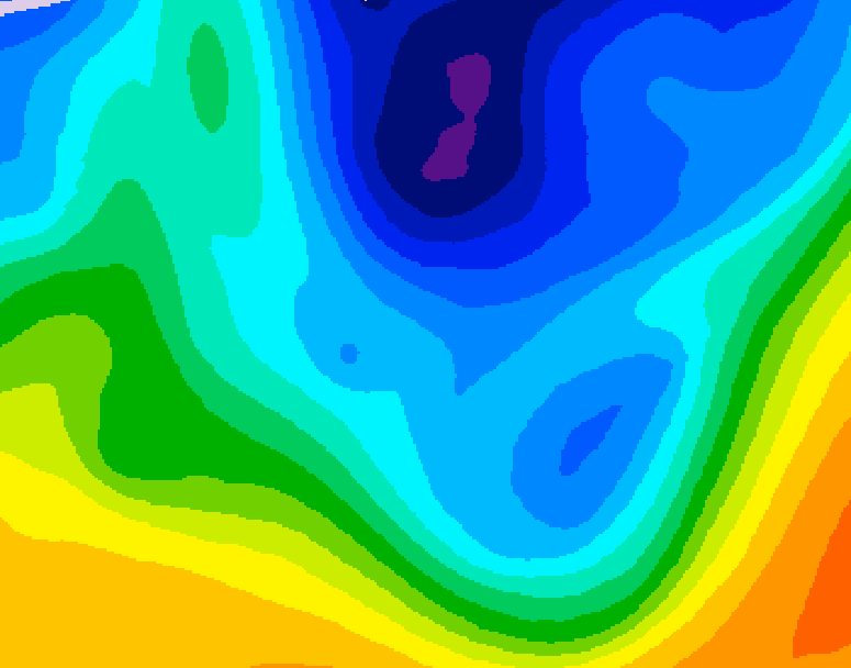 GDPS 500 millibar geopotential height 012 hour forecast chart for Canada based on 2025/11/27 1200Z data