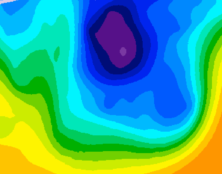 GDPS 500 millibar geopotential height 036 hour forecast chart for Canada based on 2025/11/27 1200Z data