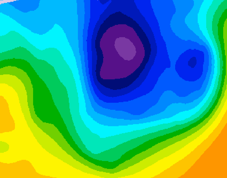 GDPS 500 millibar geopotential height 054 hour forecast chart for Canada based on 2025/11/27 1200Z data