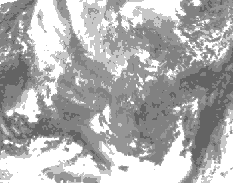 GDPS total cloud 018 hour forecast chart for Canada based on 2025/11/27 1200Z data