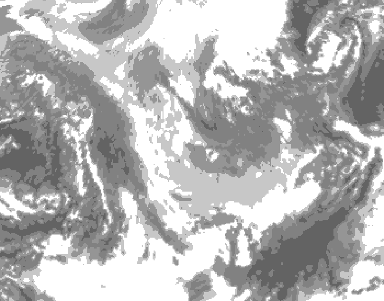 GDPS total cloud 216 hour forecast chart for Canada based on 2025/11/29 0000Z data