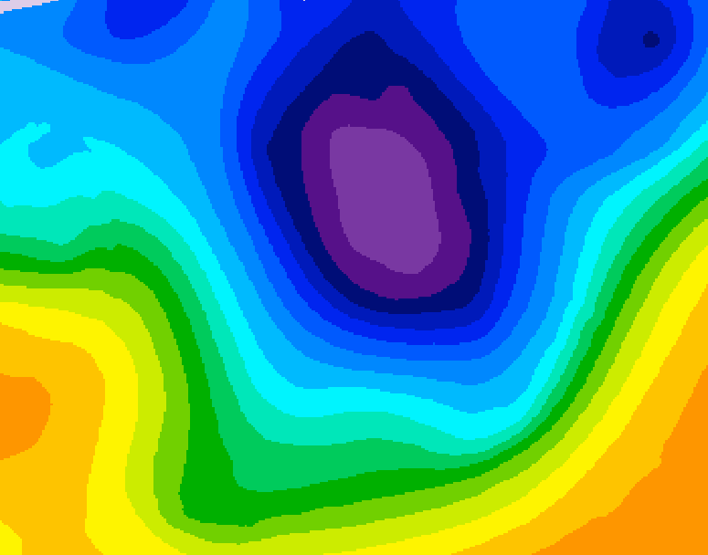 GDPS 500 millibar geopotential height 018 hour forecast chart for Canada based on 2025/11/30 1200Z data