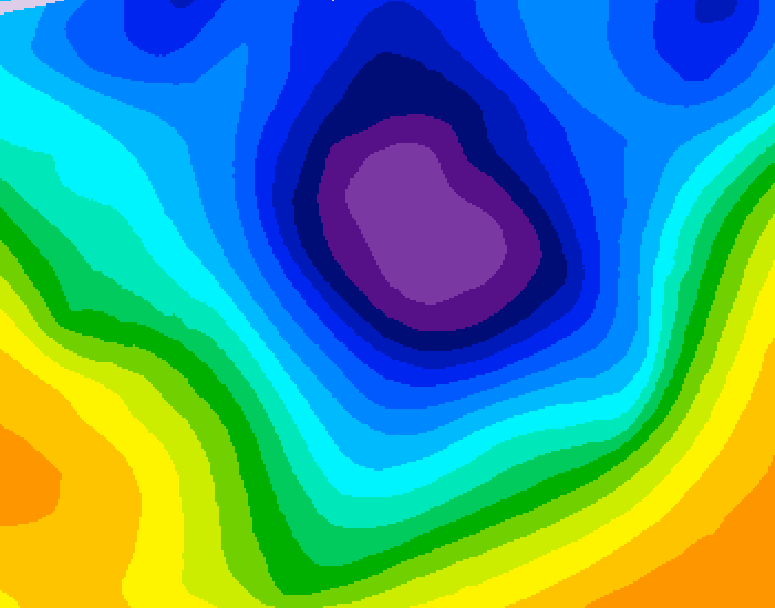 GDPS 500 millibar geopotential height 030 hour forecast chart for Canada based on 2025/11/30 1200Z data