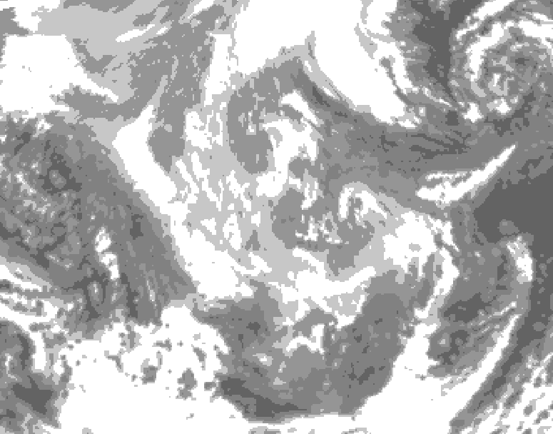 GDPS total cloud 180 hour forecast chart for Canada based on 2025/11/30 0000Z data