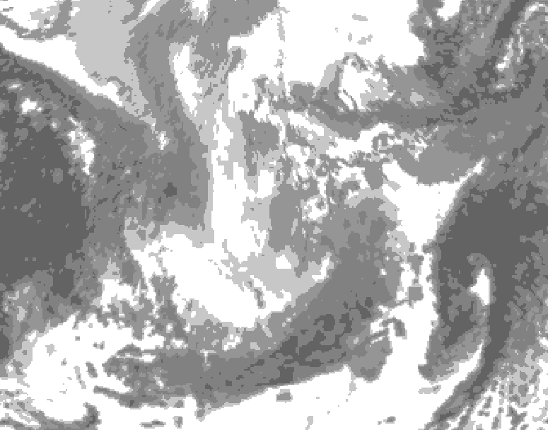 GDPS total cloud 072 hour forecast chart for Canada based on 2025/11/30 1200Z data