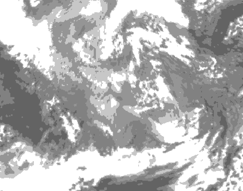 GDPS total cloud 108 hour forecast chart for Canada based on 2025/11/30 1200Z data