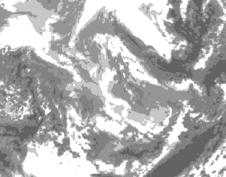 GDPS total cloud 168 hour forecast chart for Canada based on 2025/11/30 1200Z data
