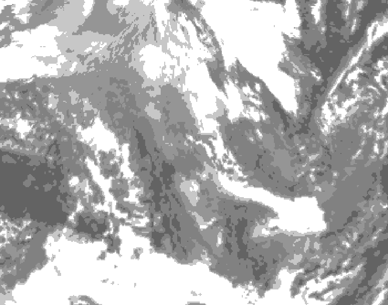GDPS total cloud 216 hour forecast chart for Canada based on 2025/11/30 1200Z data