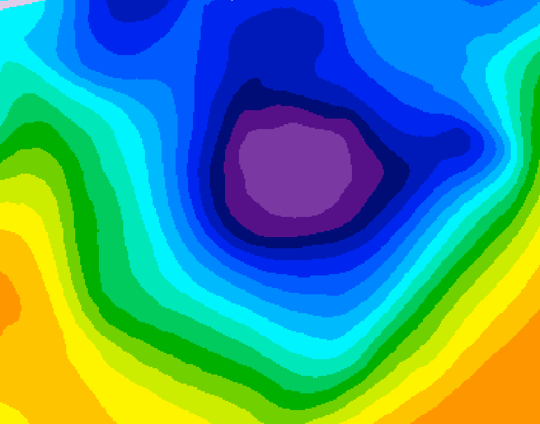 GDPS 500 millibar geopotential height 036 hour forecast chart for Canada based on 2025/12/01 0000Z data